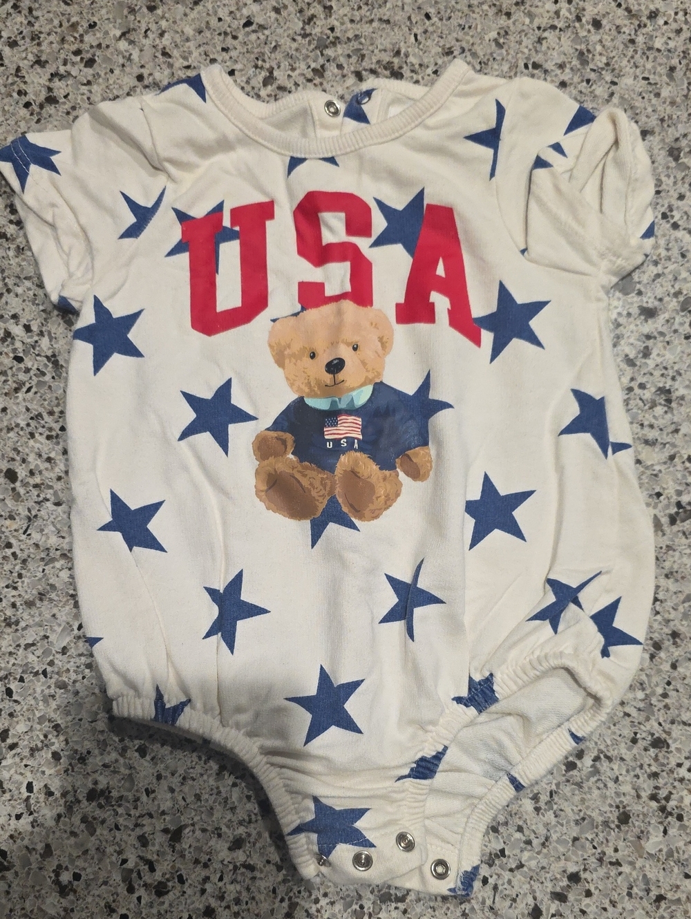 USA Teddy Bear Star-Print Baby One-Piece Romper